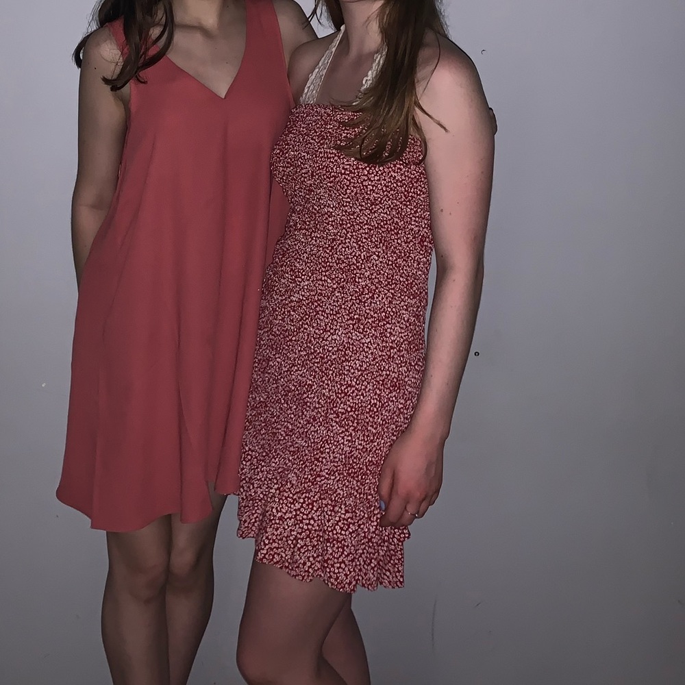 American Eagle Red and White Flowery Mini Bodycon Dress